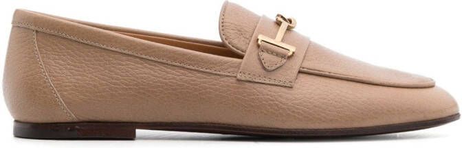 Tod's Loafers met logoplakkaat Beige