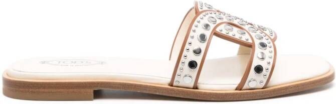 Tod's Sandalen met logo en studs Beige