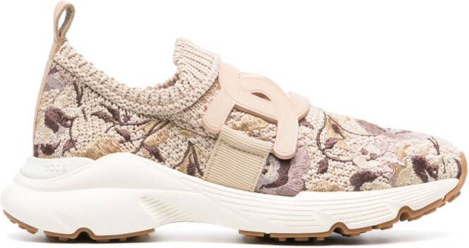 Tod's Sneakers met geborduurde bloemen Beige