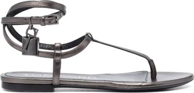 TOM FORD Padlock leren sandalen Grijs