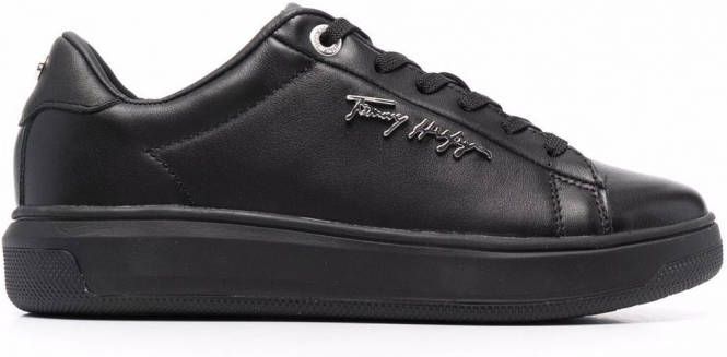 Tommy Hilfiger Signature leren sneakers Zwart