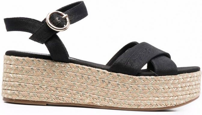 Tommy Hilfiger Espadrilles met plateauzool Zwart