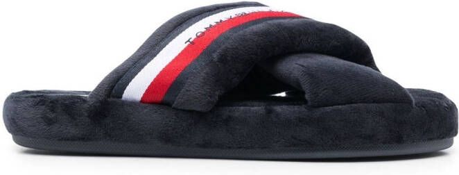 Tommy Hilfiger Slippers met gekruiste bandjes Blauw