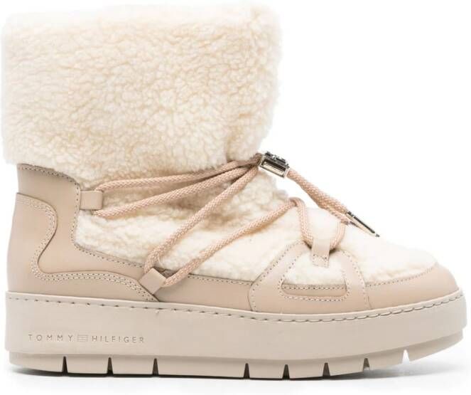 Tommy Hilfiger Snowboots met lammy afwerking Beige