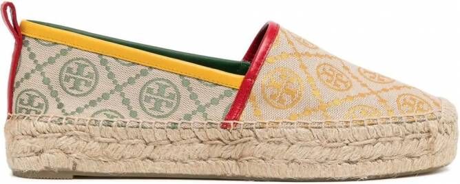 Tory Burch Espadrilles met logoprint Beige