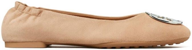 Tory Burch Claire ballerina's met logo Beige