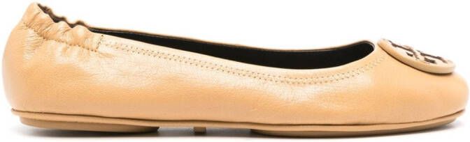 Tory Burch Claire leren ballerina's Bruin