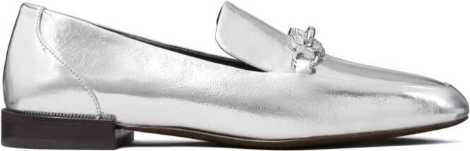 Tory Burch Jessa metallic loafers Zilver