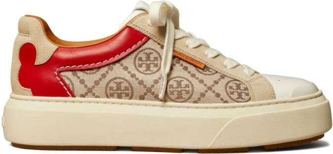 Tory Burch Ladybug sneakers met monogram Beige