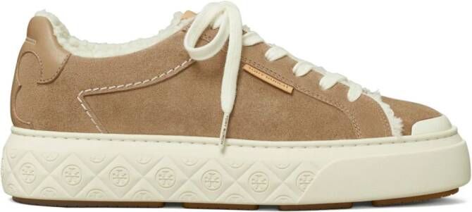 Tory Burch Ladybug sneakers met logopatch Bruin