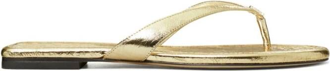 Tory Burch Leren teenslippers Goud