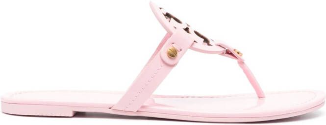 Tory Burch Leren teenslippers Roze