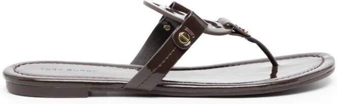 Tory Burch Miller sandalen met logoplakkaat Bruin