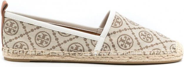 Tory Burch Espadrilles met monogram patroon Beige