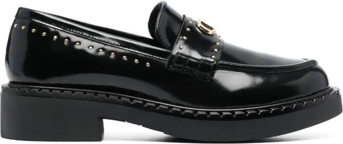 TWINSET 40mm stud-embellished leather loafers Zwart