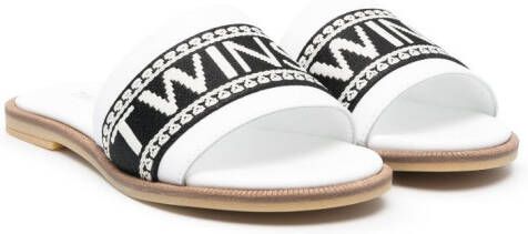 TWINSET Kids Slippers met logoprint Wit