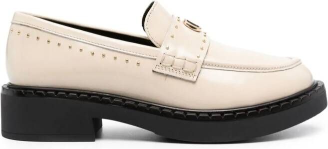 TWINSET Oval T leren loafers Beige