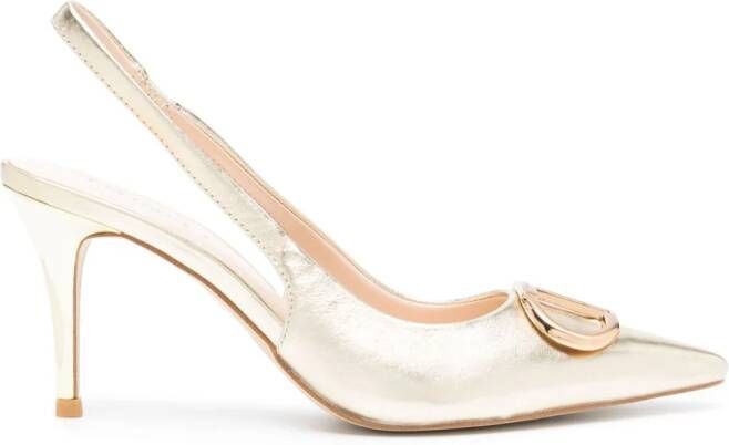 TWINSET Ovalen T 80mm metallic leren pumps Goud