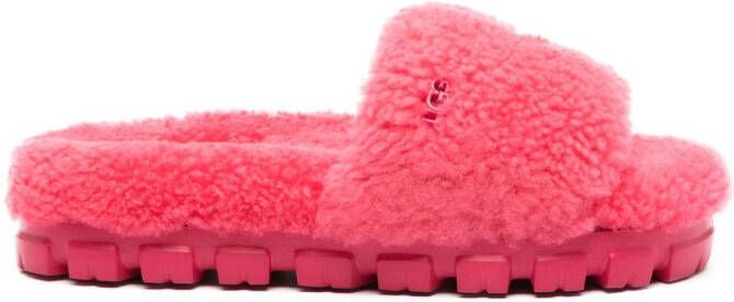 UGG Maxi Curly Scuffetta leren slippers Roze