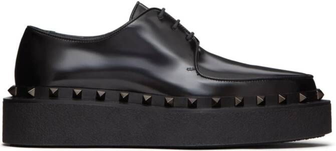 Valentino Garavani M-Way Rockstud leren derby schoenen Zwart