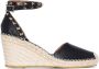 Valentino Garavani Rockstud espadrilles met sleehak Zwart - Thumbnail 1