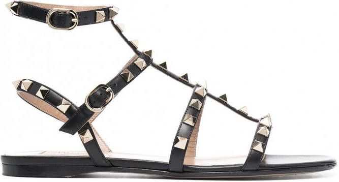 Valentino Garavani Rockstud sandalen met enkelbandje Zwart
