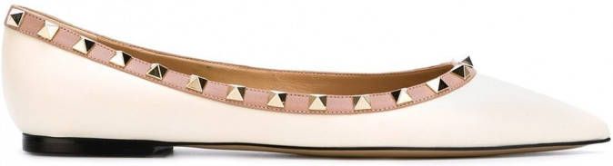 Valentino Garavani Rockstud ballerina's Beige