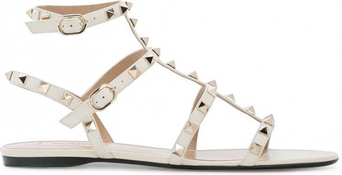 Valentino Garavani Rockstud caged flat sandals Wit