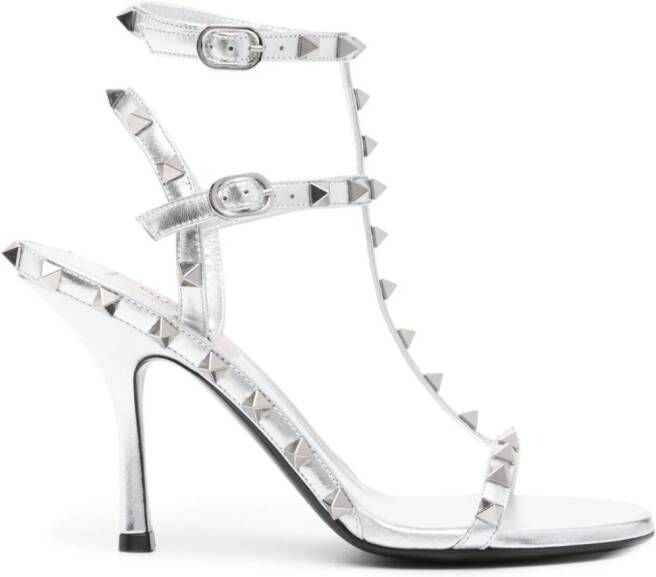 Valentino Garavani Rockstud gekooide sandalen Zilver