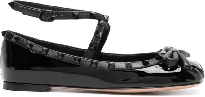 Valentino Garavani Rockstud lakleren ballerina's Zwart