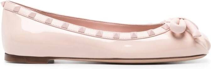 Valentino Garavani Rockstud leren ballerina's Roze