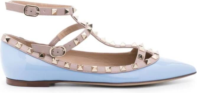 Valentino Garavani Rockstud leren ballerina's Blauw