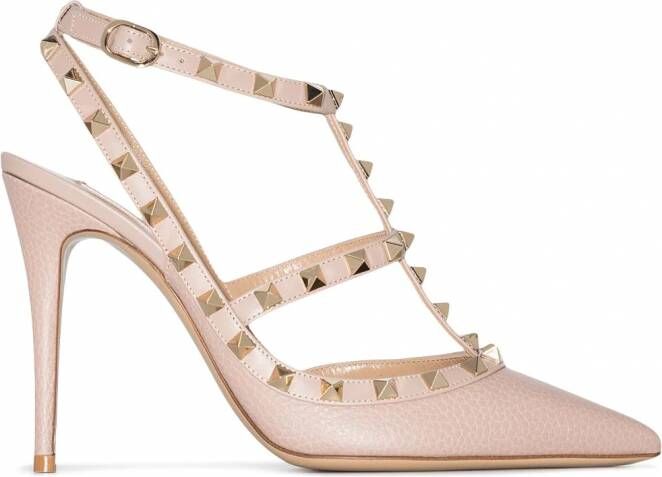 Valentino Garavani Rockstud leren pumps Beige