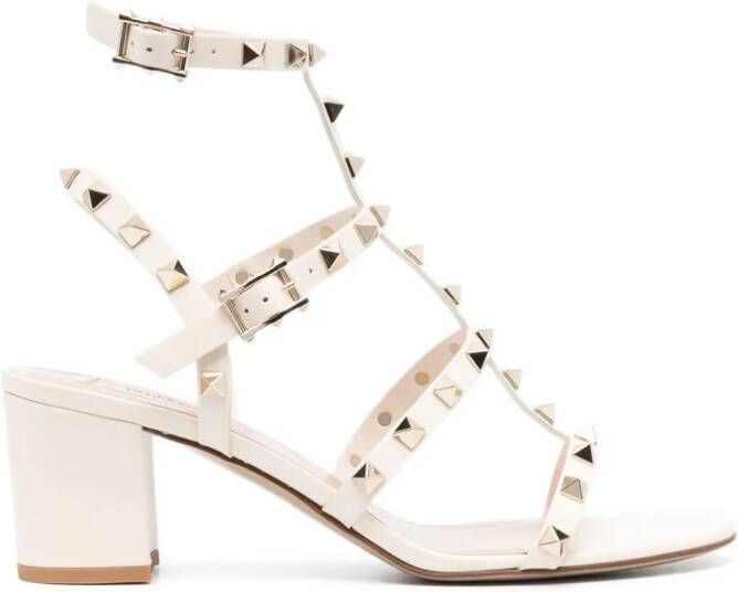 Valentino Garavani Rockstud leren sandalen Beige