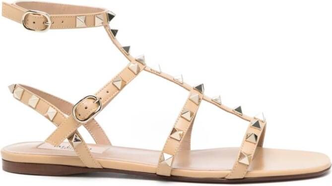 Valentino Garavani Rockstud leren sandalen Beige