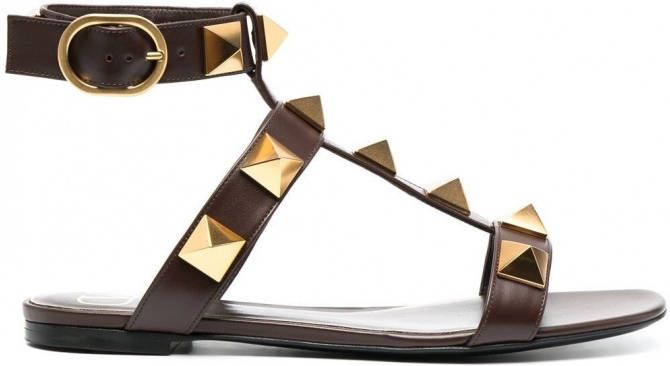 Valentino Garavani Rockstud leren sandalen Bruin