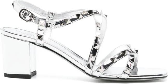 Valentino Garavani Rockstud leren sandalen Zilver