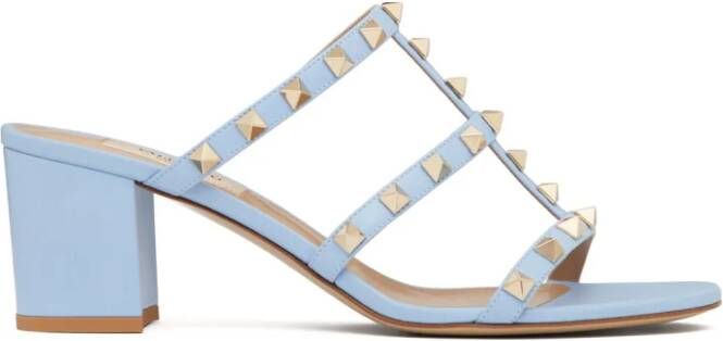 Valentino Garavani Rockstud leren slippers Blauw