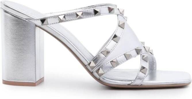 Valentino Garavani Rockstud metallic sandalen Zilver