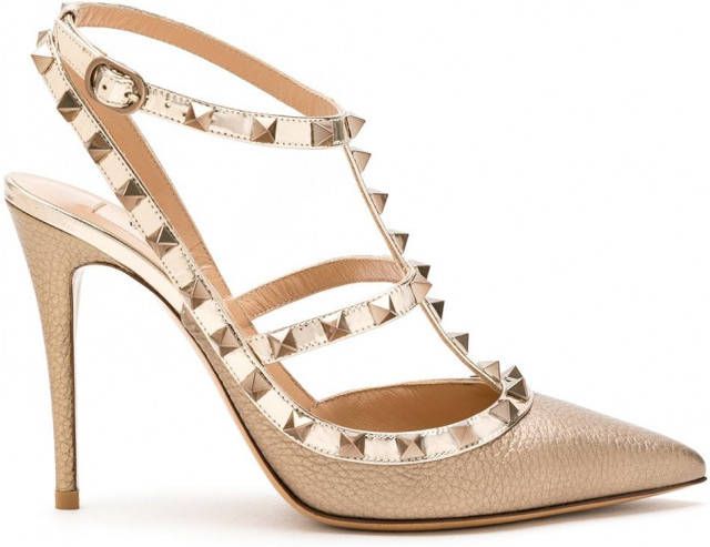 Valentino Garavani Rockstud gekooide pumps Goud