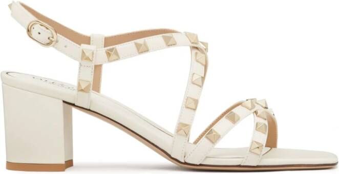 Valentino Garavani Rockstud sandalen met blokhak Wit