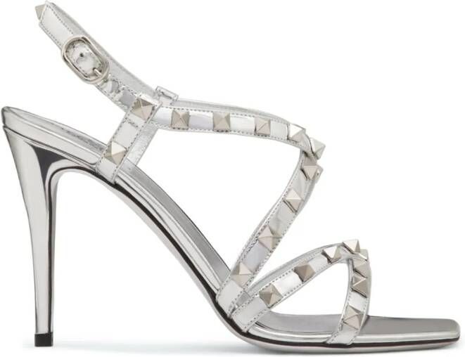 Valentino Garavani Rockstud gekooide sandalen Zilver