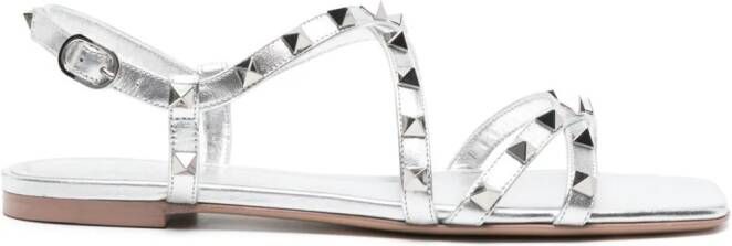 Valentino Garavani Rockstud sandalen met metallic-effect Zilver