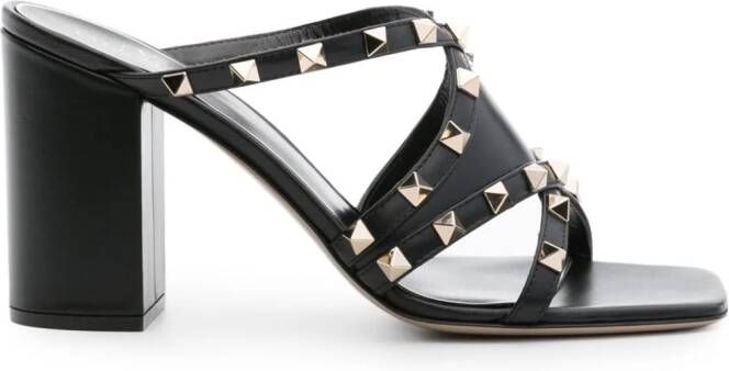 Valentino Garavani Rockstud leren muiltjes met bandjes Zwart