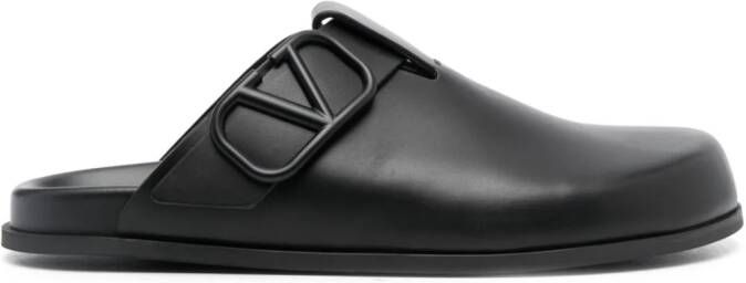 Valentino Garavani VLogo leren slippers Zwart