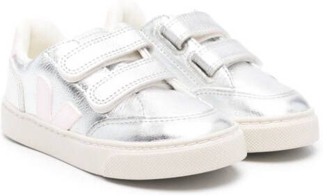 VEJA Kids V-12 ChromeFree leren sneakers Zilver