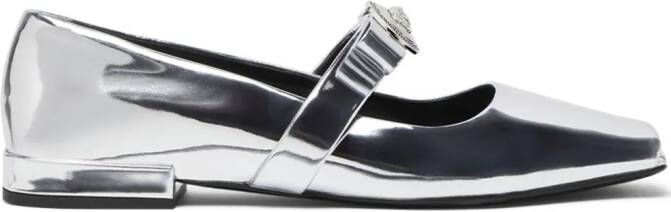 Versace Ballerina's met metallic-effect en Medusa-plakkaat Zilver