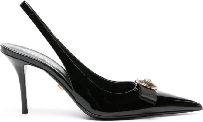 Versace 85mm Gianni Ribbon slingback pumps Zwart