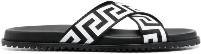 Versace Greca leren sandalen Zwart