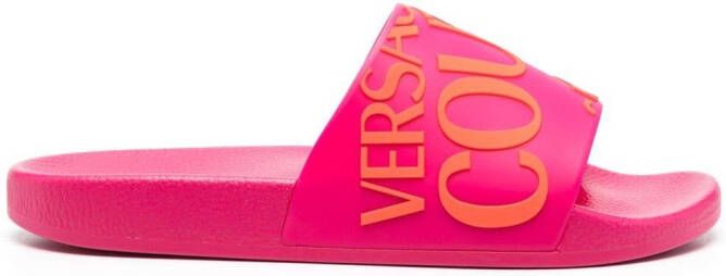 Versace Jeans Couture Slippers met logoprint Roze